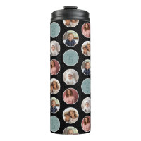 5 Photo Circle Border Collage - Black White