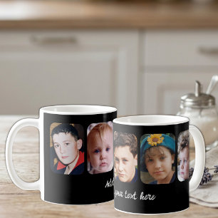 5 photo collage add text black coffee mug