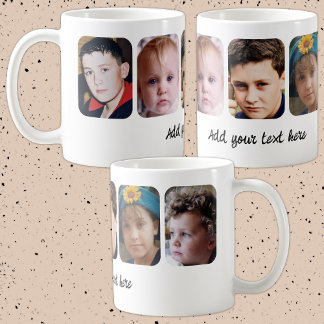5 photo collage add text white coffee mug