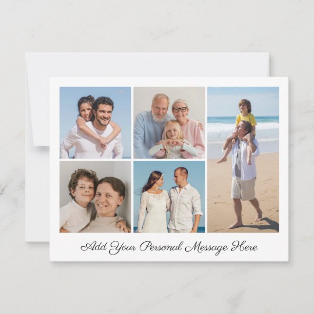 5 Photo Collage Add Your Own Greeting Card (Front)