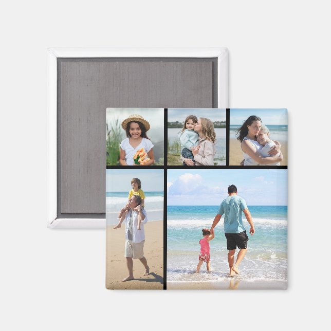 5 Photo Collage - Background Colour Can Be Changed Magnet (Front/Back)