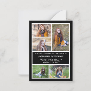 5 Photo Collage Black & White Graduation Ceremony  Card