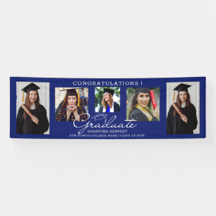 5 Photo Collage Congratulations Graduate 2024 Blue Banner
