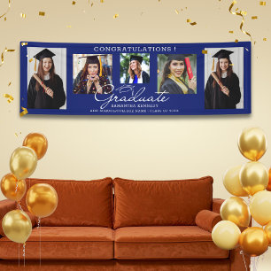 5 Photo Collage Congratulations Graduate 2026 Blue Banner