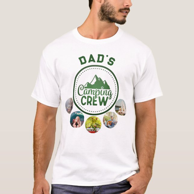 5 Photo Collage Dad's Camping Crew Outdoor T-Shirt (Front)
