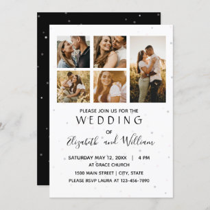 5 Photo Collage Elegant Wedding Invitation