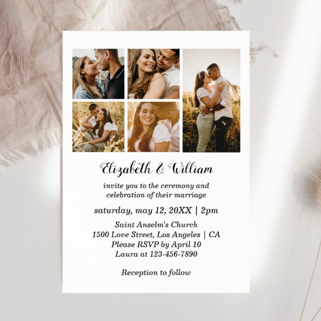 5 Photo Collage Elegant Wedding Invitation (Creator Uploaded)