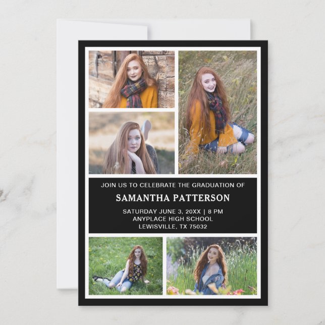 5 Photo Collage Graduation Ceremony Invitation (Front)