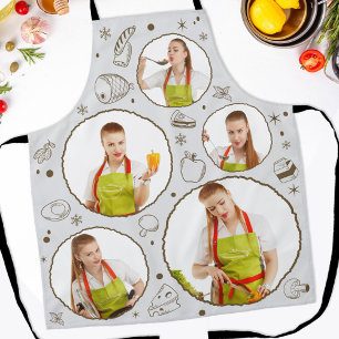 5 photo Collage Grid for kitchen Chef Grey Apron