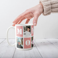 5 Photo Collage Heart Blush Pink Mother's Day