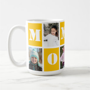 5 Photo Collage Heart Sunshine Yellow Mother's Day Coffee Mug