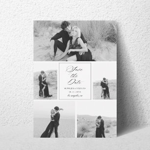 5 Photo Collage Monochrome Black and White Wedding Save The Date