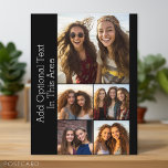 5 Photo Collage Optional Text - can edit black Postcard<br><div class="desc">Photo montage of 5 photos in different sizes on a solid colour background. You can use square photos or any photos for this grid. Add your favourite pictures and snapshots to this strip for a fun memory keeper. An artistic way to display your best photo sharing pics.</div>