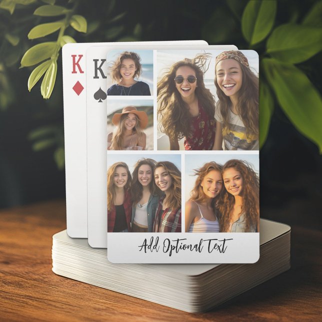 5 Photo Collage Optional Text -- CAN Edit Colour Playing Cards (Custom Poker Playing Cards)