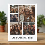 5 Photo Collage Optional Text -- CAN Edit Colour Postcard<br><div class="desc">Add your favourite pics to this fun template. You can use square photos or any photos for this grid. The background is a solid colour and the text is a simple font in white. All of these colours can be changed in the advanced design area.</div>