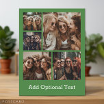 5 Photo Collage Optional Text -- CAN Edit Colour Postcard<br><div class="desc">Add your favourite pics to this fun template. You can use square photos or any photos for this grid. The background is a solid colour and the text is a simple font in white. All of these colours can be changed in the advanced design area.</div>