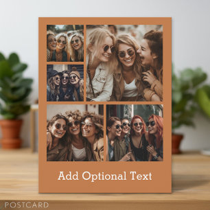 5 Photo Collage Optional Text -- CAN Edit Colour Postcard