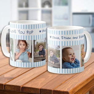 5 Photo Collage We Love You Pop Sage Light Blue   Coffee Mug