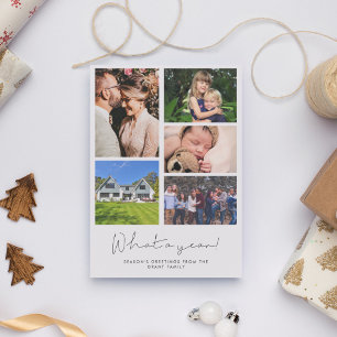 5 Photo Collage What a Year in Review Family Holiday Card