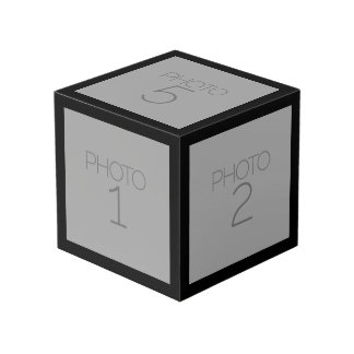 5 Photo Collage with Solid Black Border Cube