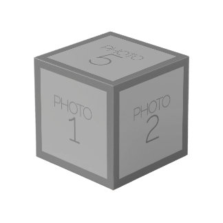 5 Photo Collage with Solid Charcoal Grey Border Cube