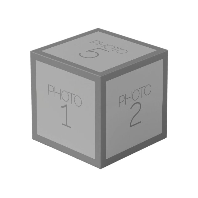 5 Photo Collage with Solid Charcoal Grey Border Cube (Front Angled)