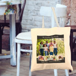 5 Photo Collage with ZigZag Photo Strip and Text Tote Bag<br><div class="desc">This custom tote bag is printed with your favourite photos and custom text. The template is set up ready for you to add up to 5 photos and your family name at the top and custom text at the bottom. The sample wording reads "The Darling-May Family" "Happy Days .. Weekend...</div>