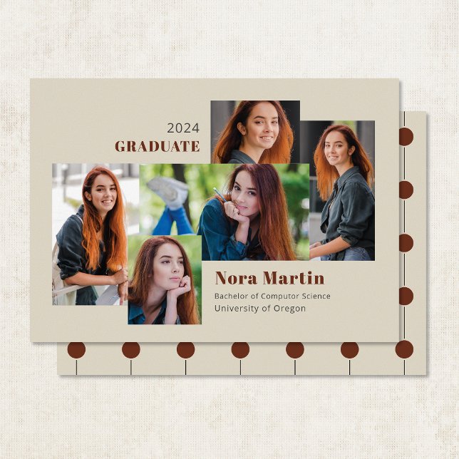 5 Photo College Graduate Auburn Cream Announcement (Creator Uploaded)