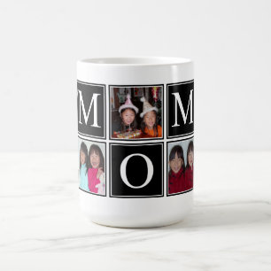 5 Photo Custom Black Collage MOM Mug