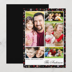 5 Photo Custom Name Christmas Flat Card