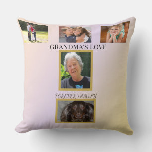 5-photo Family Tribute with Pet Cushion