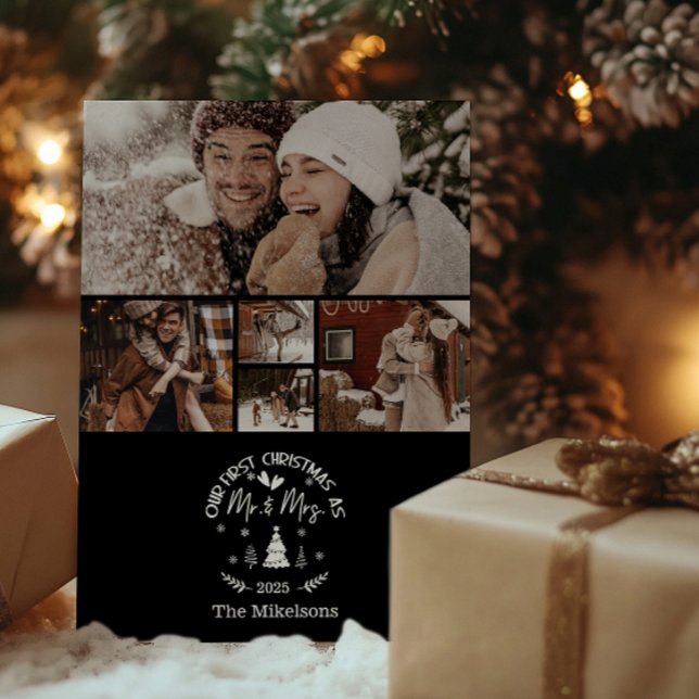 5 Photo First Christmas as Mr. & Mrs Holiday Card (Creator Uploaded)