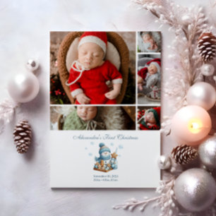 5 Photo First Christmas Birth Announcement
