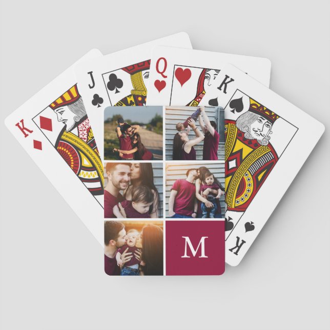 5 Photo Gallery Colour Block Monogram Playing Cards (Back)