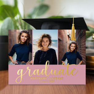 5 Photo Graduation Party Modern Script Gold
