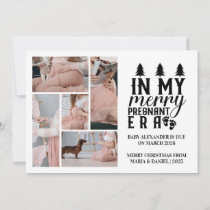 5 Photo In My Merry Pregnant Era Christmas Holiday Card