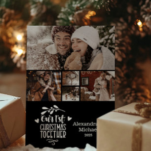 5 Photo Minimalist First Christmas Together Holiday Card