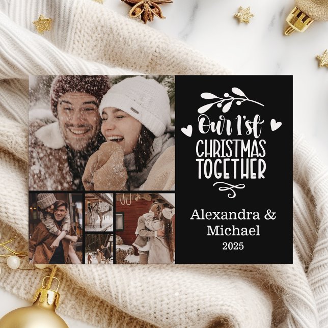 5 Photo Minimalist First Christmas Together Holiday Card (Creator Uploaded)