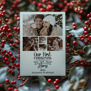 5 Photo Minimalist Newlywed Christmas Holiday Card