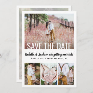 5 Photo Modern Minimal Typography Simple Wedding Save The Date