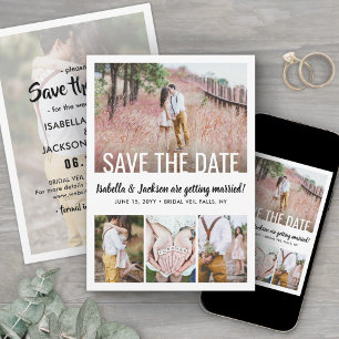 5 Photo Modern Minimal Typography Simple Wedding Save The Date
