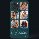 5 Photo Modern Trendy Simple Personalised Name iPhone 13 Pro Max Case<br><div class="desc">5 Photo Modern Trendy Simple Heart Personalised Name iPhone Phone Cases features five of your favourite photos with your personalised name in elegant white calligraphy script accented with a love heart. Personalise by editing the text in the text box provided. Perfect for birthday, Christmas, Mother's Day, baby showers, bridal showers,...</div>