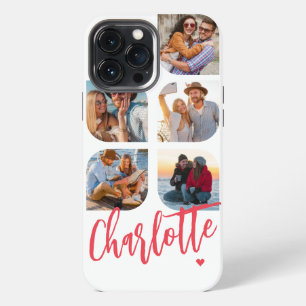 5 Photo Modern Trendy Simple Personalised Name iPhone 13 Pro Max Case