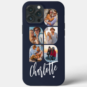 5 Photo Modern Trendy Simple Personalised Name iPhone 13 Pro Max Case