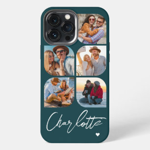 5 Photo Modern Trendy Simple Personalised Name iPhone 13 Pro Max Case