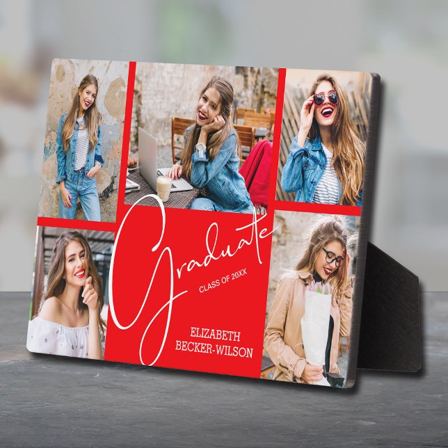 5 Photo Red Graduation Keepsake Plaque (Creator Uploaded)