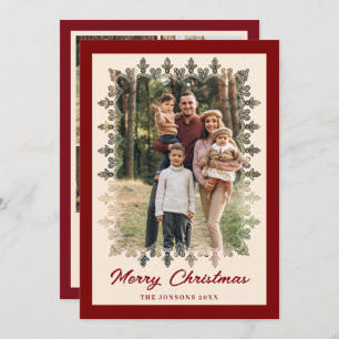 5 Photo Retro Christmas Elegant Vintage Lace Frame Holiday Card