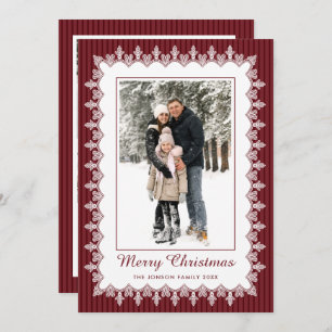5 Photo Retro Christmas Elegant Vintage Lace Frame Holiday Card