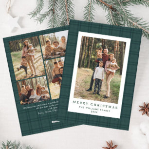 5 Photo Retro Christmas Plaid Greeting Holiday Card