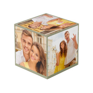 5 Photo Sage Green Gold Engagement Cube